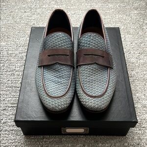 Aldo Men's Woven Leather Loafers - Gray and Brown